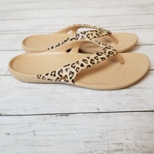 Crocs Kadee Leopard Print Flip Flop Sandals